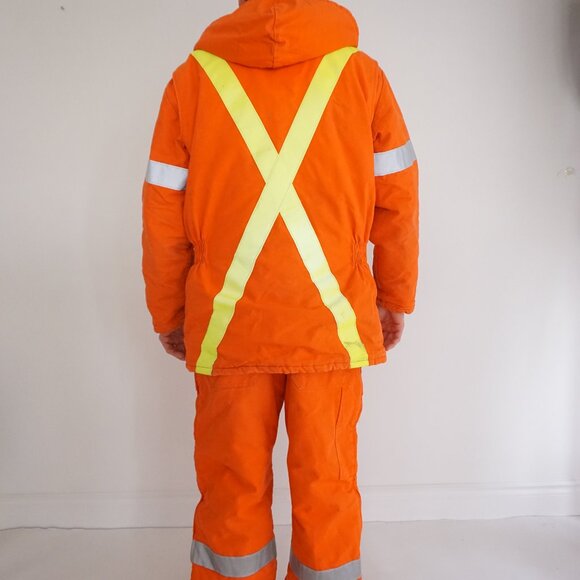 Ago Orange Yellow Insulated Quilt Lined Two-Piece Overalls And Jacket M (44) - Picture 2 of 16